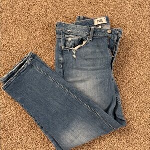 PAIGE (Paige) Women’s Medium Blue Jeans with Light Distressing